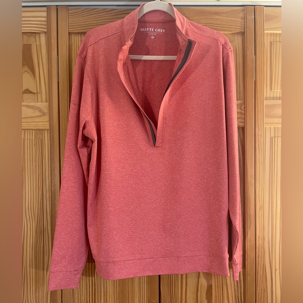 Men's Rich Coral Lightweight Performance Pullover with 1/2 Zip